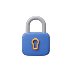 Secure blue padlock isolated on transparent background, a symbol of safety and protection for your creative projects