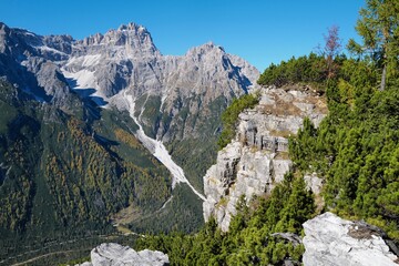 the alps in autumn with a viewpoint
