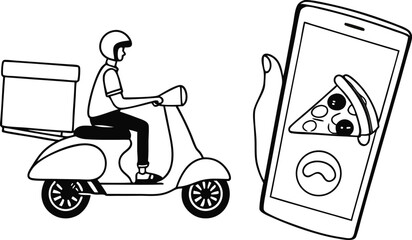 Food Delivery Scooter Flat Vector Illustration