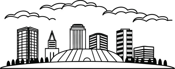 Minimalist City Skyline Vector Silhouette