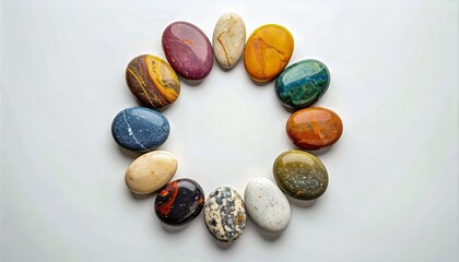 Different colored stones forming a circle symbolizing diversity and inclusion