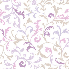 Floral seamless pattern. Branch with leaves ornament. Flourish nature garden textured background