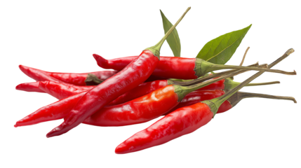 A vibrant red chili pepper isolated on a white or transparent PNG background, symbolizing spice, heat, and bold flavor.