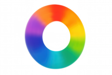 Color wheel gradient ring showing color spectrum with smooth transitions, abstract design on transparent background
