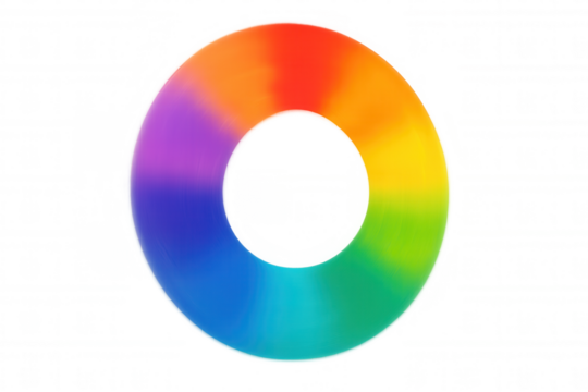 Color wheel gradient ring showing color spectrum with smooth transitions, abstract design on transparent background