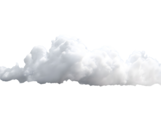 White fluffy cloud isolated on transparent background, ideal for sky, dream, and weather design projects.