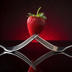 Vibrant Strawberry Balanced on Stylish Forks Display