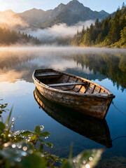 old boat on the lake