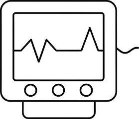 ECG Machine Line Art Transparent Background