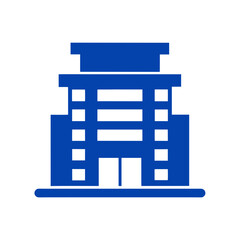 Illustration of a blue multi story building facade on transparent background