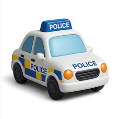 Cute Cartoon Police Car 3D Render: Ideal for Children's Book Illustrations, Game Assets, or App Design