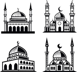 Vector illustration of  Mosque with dome