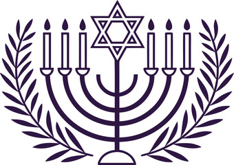 Hanukkah Chanukah final day celebration design. Last night of Hanukkah illustration design. Hanukkah menorah candle lighting design. Jewish Hanukkah final day artwork design. Traditional Hanukkah