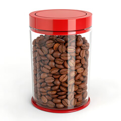 Fresh Coffee Beans in Stylish Red Storage Jar