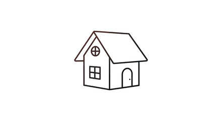 Simple line drawing of a house with a gabled roof and door