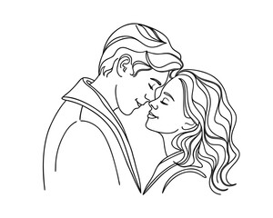 Minimalist Line Art of Romantic Couple in Embrace Love and Connection Shared Moment of Intimacy