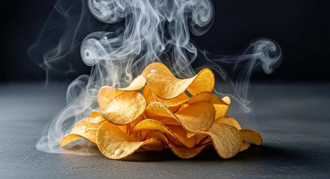 Smoke Infused Gourmet Potato Chips Dramatic Undershot Lighting Display