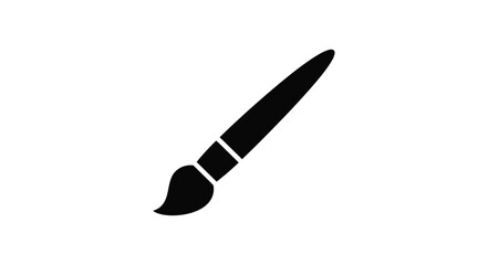 A simple black and white illustration of a paint brush on white