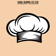 Chef Hat Hand-Drawn Vector Illustration. Toque Icon