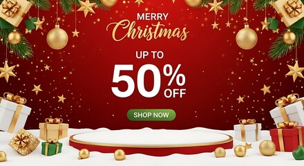 Merry christmas sale up to 50 off with festive decorations and gifts