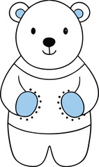 Fototapeta premium Cute Polar Bear Toy Illustration Kawaii Style Drawing On Transparent Backdrop For Kids Designs And Festive Holiday Season Elements