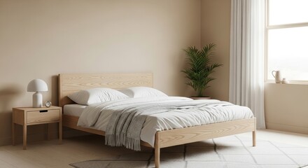 Modern Scandinavian Bedroom Interior Design - A light-filled bedroom showcases modern Scandinavian design.