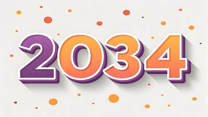 2034 year text with gradient and scattered dots future