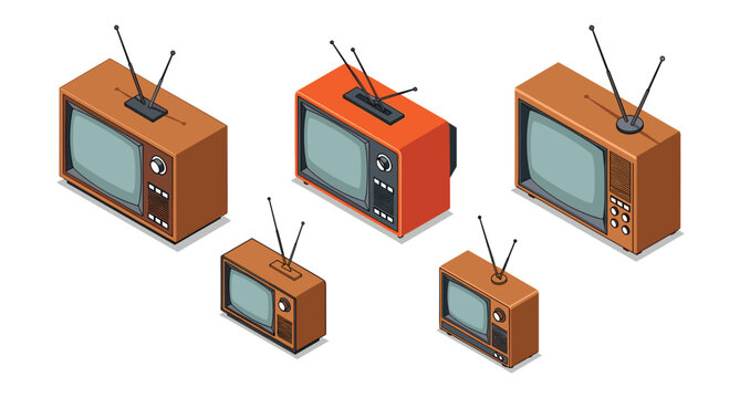 Retro televisions with rabbit ears antennas bring vintage charm to your designs, perfect for nostalgia themes and classic technology projects
