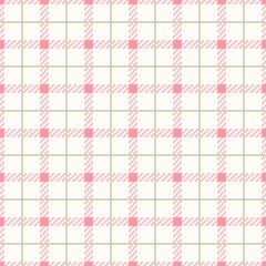 Pastel Pink and Green Gingham Seamless Plaid Pattern, Cute Modern Checkered Background for Fabric, Wallpaper, and Textile Print Design