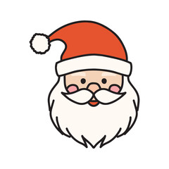 Cute Simple Santa Claus Face Illustration, Merry Christmas Holiday Character Design for T-Shirts, Greeting Cards, and Kids Products