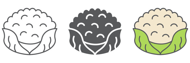 Cauliflower icon, food and organic, vegetable sign, vector graphics, a linear pattern on a white background. editable stroke