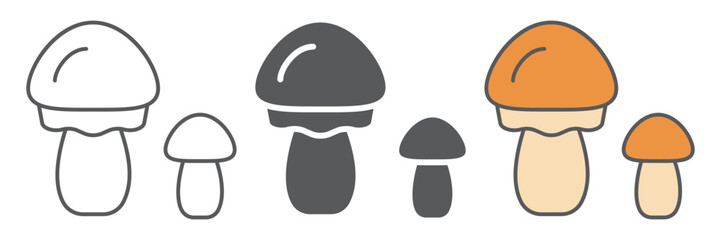 Mushrooms icon, organic and food, vegetarian food sign, vector graphics, a linear pattern on a white backgrond. editable stroke