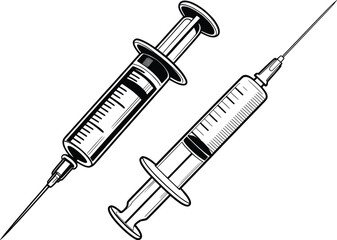 Medical Syringe Injection Illustration for Healthcare and Vaccination Concept.