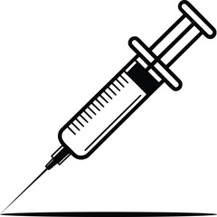 Medical Syringe Injection Illustration for Healthcare and Vaccination Concept.