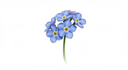 Forget Me Not Flower On White Background - A close up shot of a cluster of forget me not flowers on a white background