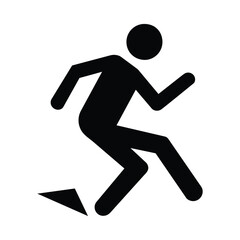 Person Slipping Hazard Symbol Isolated on White Background