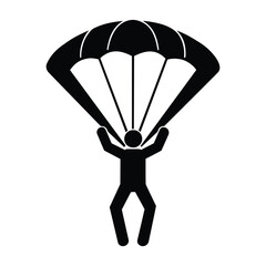 Skydiver Jumping Pictogram Isolated on White Background