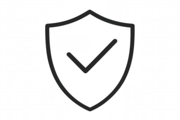 Shield icon with checkmark identifying security, protection, safety, verification, and approved status