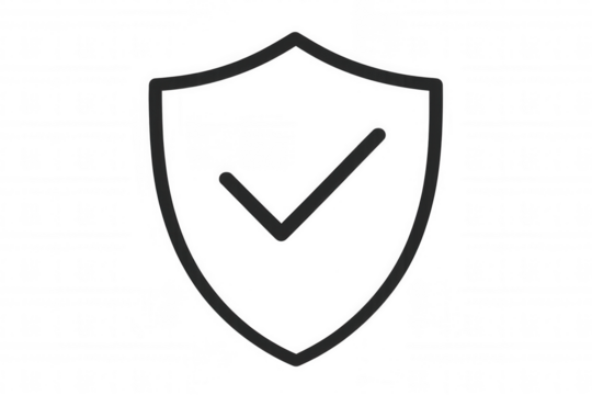 Shield icon with checkmark identifying security, protection, safety, verification, and approved status