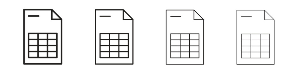 Spreadsheet icon outline vector. outline icons collection.