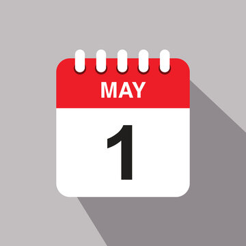 1 may calendar date icon. vector illustration with shadow design