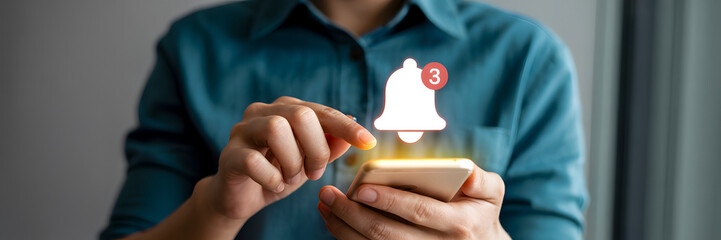 Urgent notifications pop up on smartphone screen as a finger interacts with the device, signifying immediate alerts and engagement opportunities