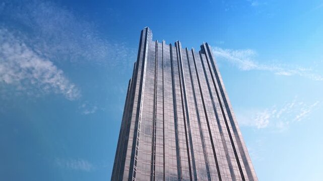 One PPG Place against blue sky. Low angle view at the building in the downtown of Pittsburg, Pennsylvania, USA.