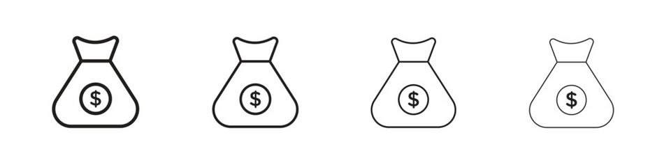 Money bag icon outline vector. outline icons collection.
