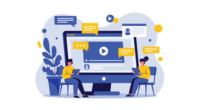 Engaging online learning experience with modern platform for virtual collaboration and team communication, fostering creative connection and digital teamwork