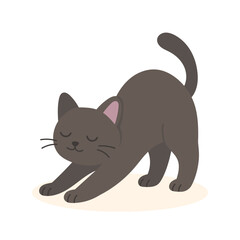 A Playful Gray Cat Stretching Elegantly, Showcasing Its Flexibility in a Minimalist Style