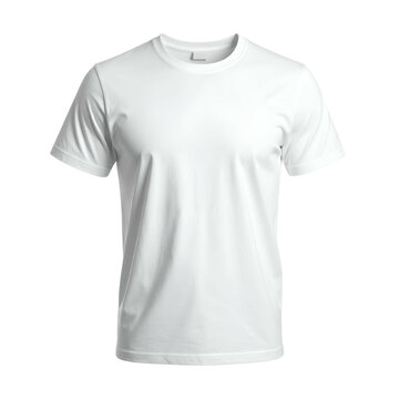 White short-sleeved tee-shirt; minimalist design, clean lines, simple, front view