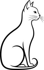 Elegant sitting cat silhouette elegant feline profile outline drawing minimalist pet portrait