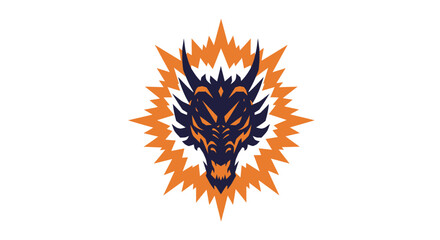Fierce dragon head emerges from fiery aura artistic fantasy creature symbol majestic mythical beast power emblem isolated on white background