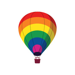Fototapeta premium Colorful hot air balloon illustration with rainbow colors perfect for celebration and adventure themes isolated against white background